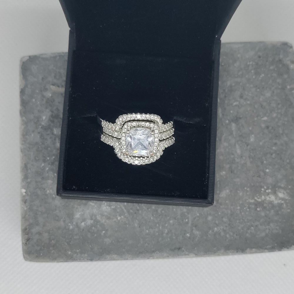 New Luxury 925 Sterling Silver three band engagement ring